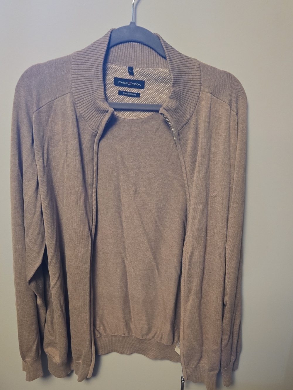 Men's Taupe Zip Cardigan Sweater